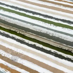Țesătură din bumbac Big stripes Snoozy old green