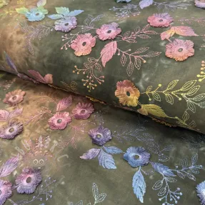 Țesătură din bumbac TIE DYE EMBROIDERY Poppy design N
