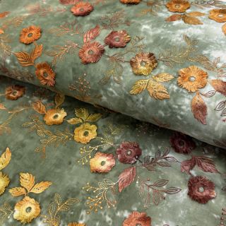 Țesătură din bumbac TIE DYE EMBROIDERY Poppy design O