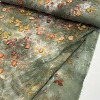 Țesătură din bumbac TIE DYE EMBROIDERY Poppy design O