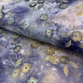 Țesătură din bumbac TIE DYE EMBROIDERY Poppy design T