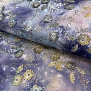 Țesătură din bumbac TIE DYE EMBROIDERY Poppy design T