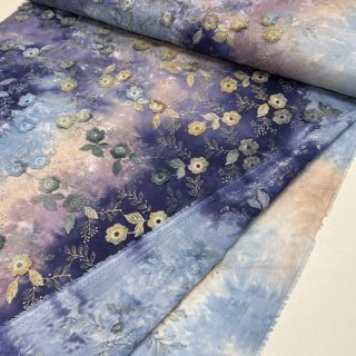 Țesătură din bumbac TIE DYE EMBROIDERY Poppy design T