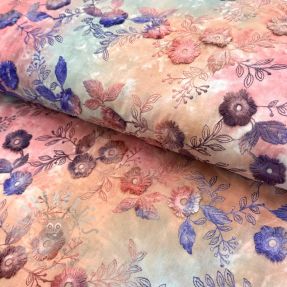 Țesătură din bumbac TIE DYE EMBROIDERY Poppy design R