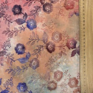 Țesătură din bumbac TIE DYE EMBROIDERY Poppy design R