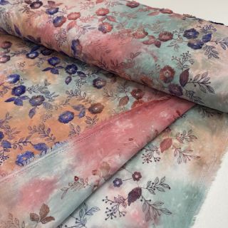 Țesătură din bumbac TIE DYE EMBROIDERY Poppy design R