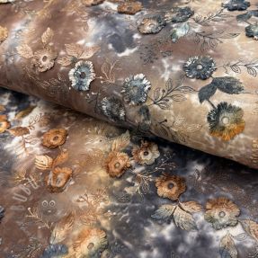 Țesătură din bumbac TIE DYE EMBROIDERY Poppy design M