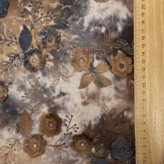 Țesătură din bumbac TIE DYE EMBROIDERY Poppy design M