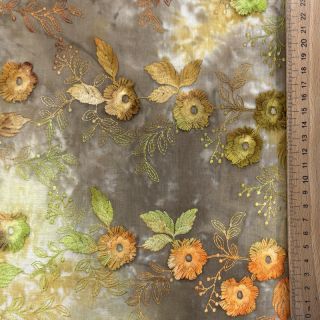 Țesătură din bumbac TIE DYE EMBROIDERY Poppy design P