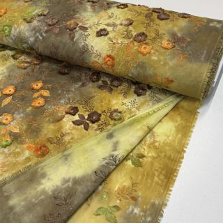 Țesătură din bumbac TIE DYE EMBROIDERY Poppy design P