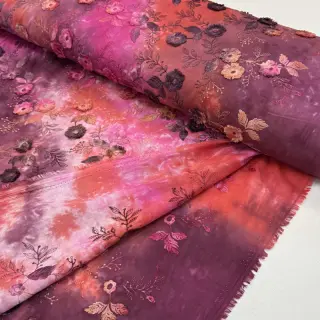 Țesătură din bumbac TIE DYE EMBROIDERY Poppy design Q