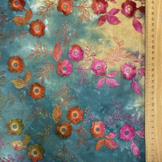 Țesătură din bumbac TIE DYE EMBROIDERY Poppy design S