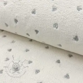 Stofă palton TEDDY Tossed hearts silver