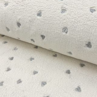 Stofă palton TEDDY Tossed hearts silver