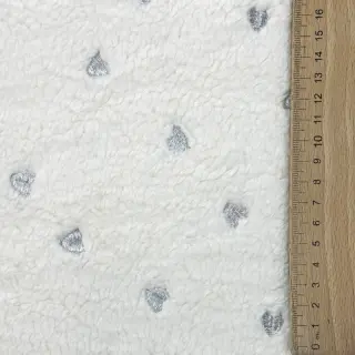 Stofă palton TEDDY Tossed hearts silver