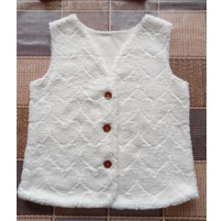 Stofă palton TEDDY Hearts in hearts ecru