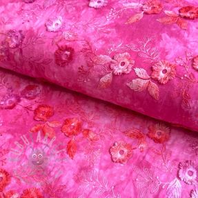 Țesătură din bumbac TIE DYE EMBROIDERY Poppy design U