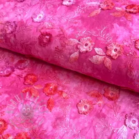 Țesătură din bumbac TIE DYE EMBROIDERY Poppy design U