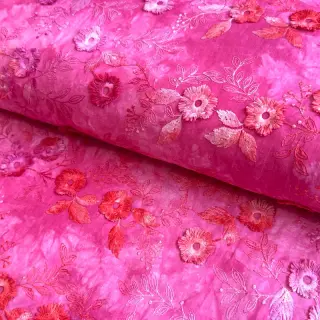 Țesătură din bumbac TIE DYE EMBROIDERY Poppy design U