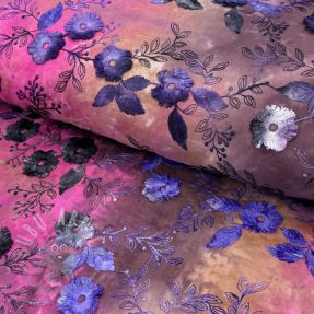 Țesătură din bumbac TIE DYE EMBROIDERY Poppy design A