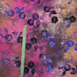 Țesătură din bumbac TIE DYE EMBROIDERY Poppy design A