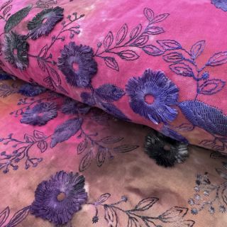 Țesătură din bumbac TIE DYE EMBROIDERY Poppy design A