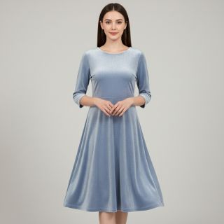 Tesătură elastică din catifea VELVET STRETCH light blue