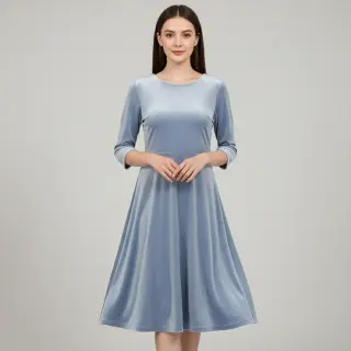 Tesătură elastică din catifea VELVET STRETCH light blue