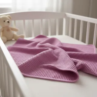 Țesătură din bumbac waffle pink
