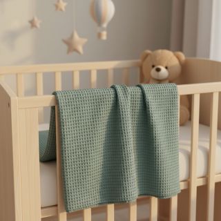 Țesătură din bumbac waffle cyan