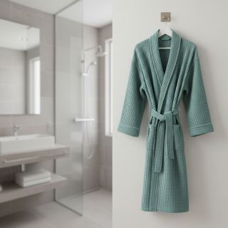 Țesătură din bumbac waffle cyan