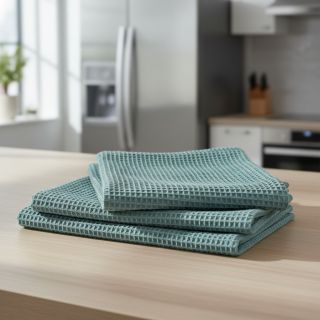 Țesătură din bumbac waffle cyan