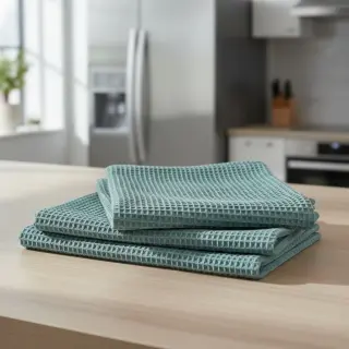Țesătură din bumbac waffle cyan