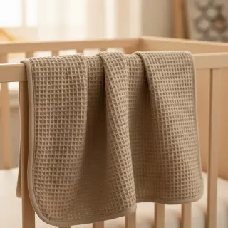 Țesătură din bumbac waffle khaki