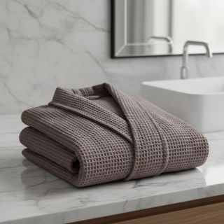 Țesătură din bumbac waffle taupe