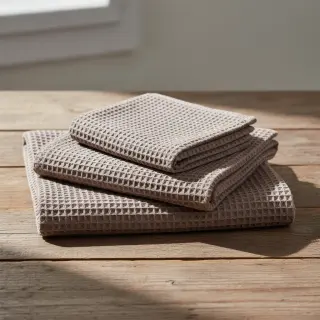 Țesătură din bumbac waffle taupe