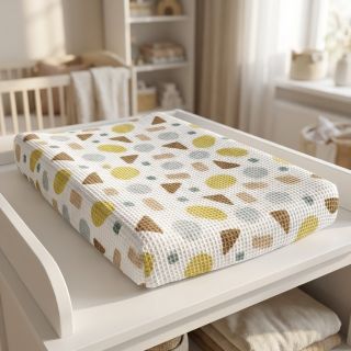 Țesătură din bumbac waffle Shapes yellow digital print