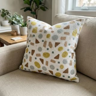 Țesătură din bumbac waffle Shapes yellow digital print