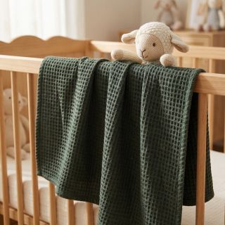 Țesătură din bumbac waffle army green