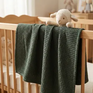 Țesătură din bumbac waffle army green