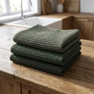 Țesătură din bumbac waffle army green