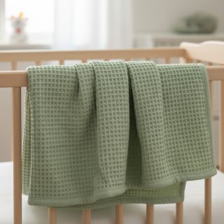 Țesătură din bumbac waffle dark mint