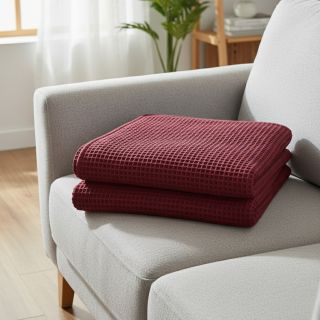 Țesătură din bumbac waffle bordeaux