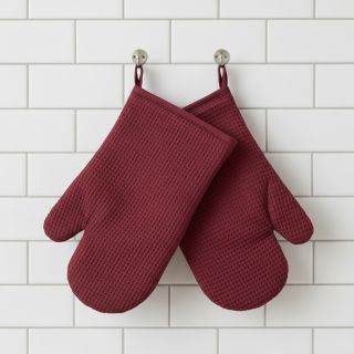 Țesătură din bumbac waffle bordeaux