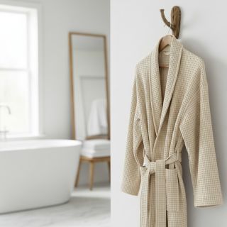 Țesătură din bumbac waffle light sand