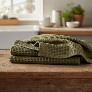 Țesătură din bumbac waffle moss green