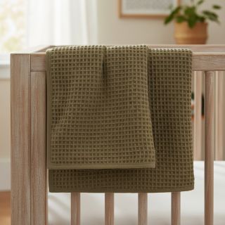 Țesătură din bumbac waffle moss green