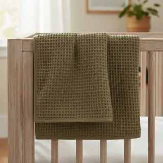 Țesătură din bumbac waffle moss green