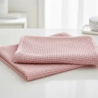 Țesătură din bumbac waffle bleached rose