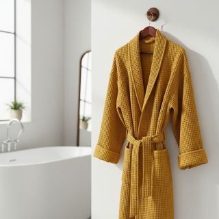 Țesătură din bumbac waffle ochre